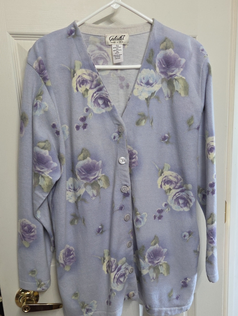 Lavender Floral Button-Front Cardigan Sweater